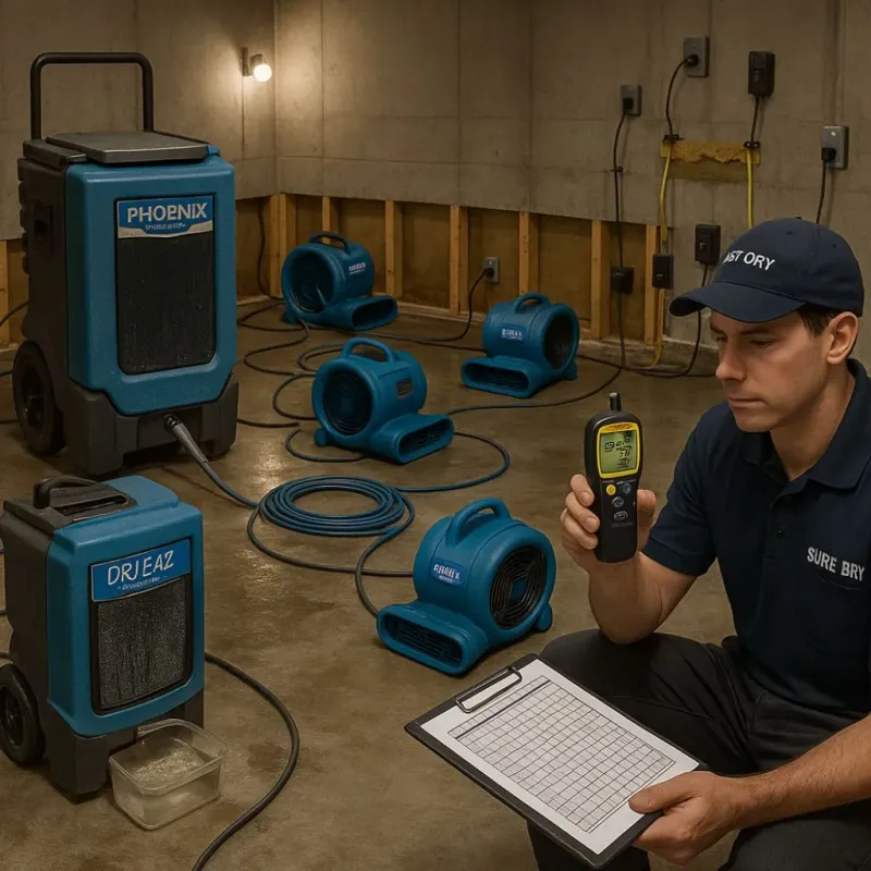 Structural Drying and Dehumidification process in Ovilla, TX
